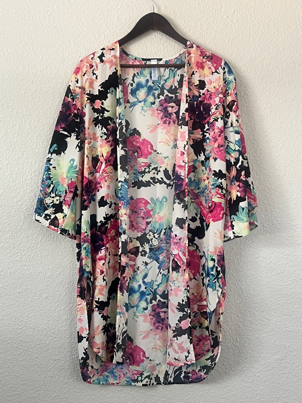 Paisley Grace Watercolor Floral Open Front Cardigan Size M